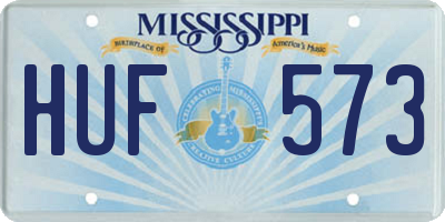 MS license plate HUF573