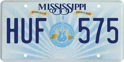 MS license plate HUF575
