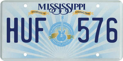 MS license plate HUF576
