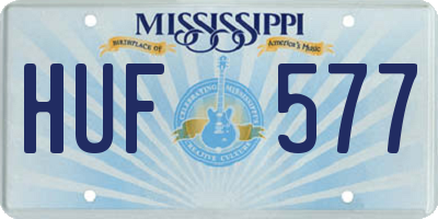 MS license plate HUF577