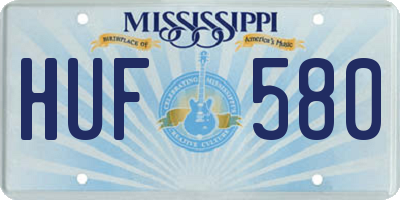 MS license plate HUF580