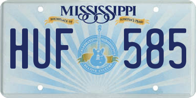 MS license plate HUF585