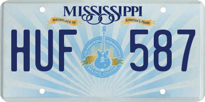 MS license plate HUF587