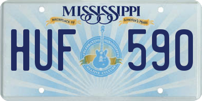 MS license plate HUF590