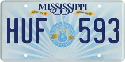 MS license plate HUF593