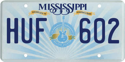 MS license plate HUF602