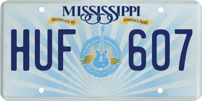MS license plate HUF607
