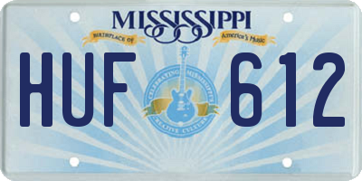 MS license plate HUF612