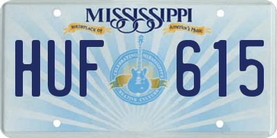 MS license plate HUF615