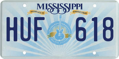 MS license plate HUF618