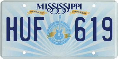 MS license plate HUF619