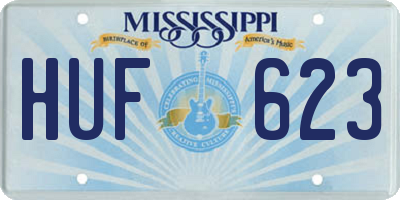 MS license plate HUF623