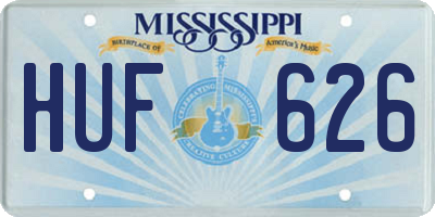 MS license plate HUF626