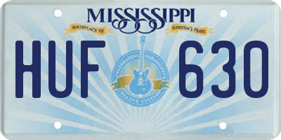 MS license plate HUF630