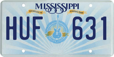 MS license plate HUF631