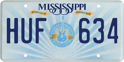 MS license plate HUF634