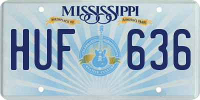 MS license plate HUF636