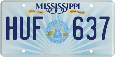 MS license plate HUF637
