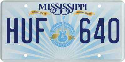 MS license plate HUF640