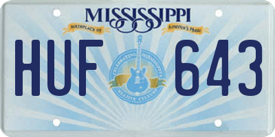 MS license plate HUF643