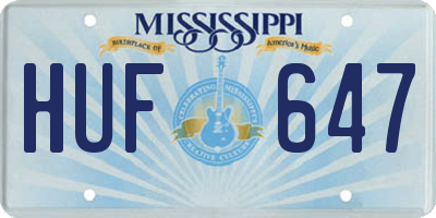 MS license plate HUF647