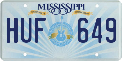 MS license plate HUF649