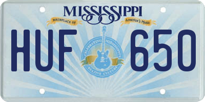 MS license plate HUF650