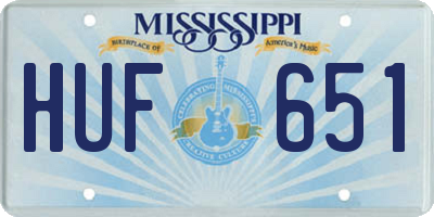 MS license plate HUF651