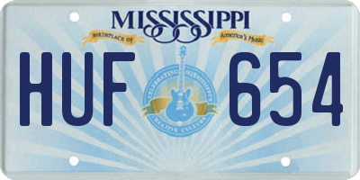 MS license plate HUF654