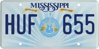 MS license plate HUF655