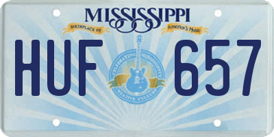 MS license plate HUF657