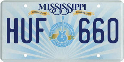 MS license plate HUF660
