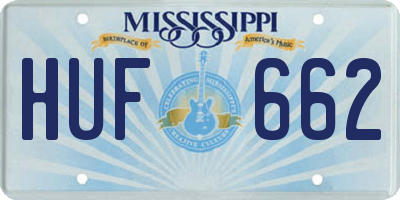 MS license plate HUF662