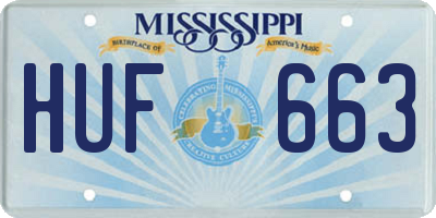 MS license plate HUF663