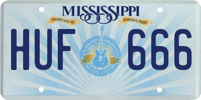 MS license plate HUF666