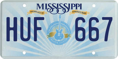 MS license plate HUF667
