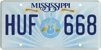 MS license plate HUF668