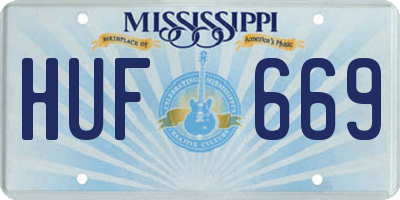 MS license plate HUF669