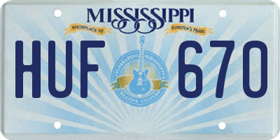 MS license plate HUF670