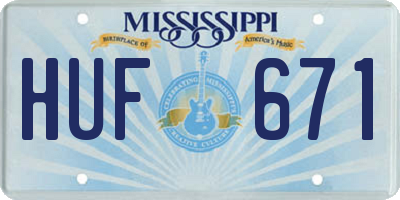 MS license plate HUF671