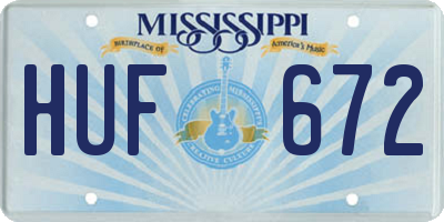 MS license plate HUF672