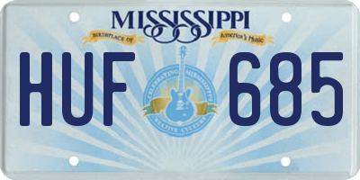 MS license plate HUF685
