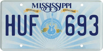 MS license plate HUF693