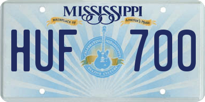 MS license plate HUF700