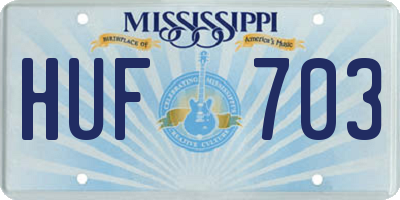 MS license plate HUF703