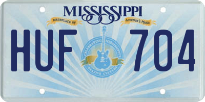 MS license plate HUF704