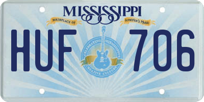 MS license plate HUF706