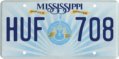 MS license plate HUF708