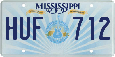 MS license plate HUF712