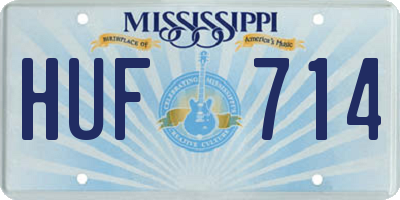 MS license plate HUF714